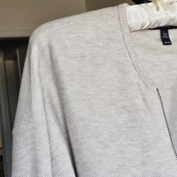 Eileen Fisher Organic Cotton Cream Zip Cardigan - Picture 4 of 9